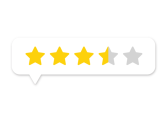 3.5 star rating PNG with transparent background, customer review feedback icon for online score and satisfaction measure