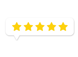 5 star rating PNG with transparent background, full rating feedback icon for review and customer satisfaction