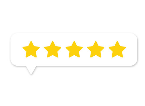 5 star rating PNG with transparent background, full rating feedback icon for review and customer satisfaction