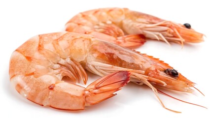 Fresh cooked shrimp isolated against a white background. AI GENERATED.
