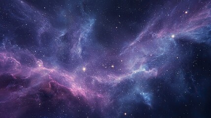 Fototapeta premium A dark ethereal cosmos of stars and nebulous clouds with soft blues and purples