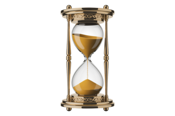 Elegant golden hourglass counting down the minutes, time ticking slowly
