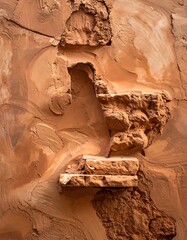 Close-up of eroded terracotta wall