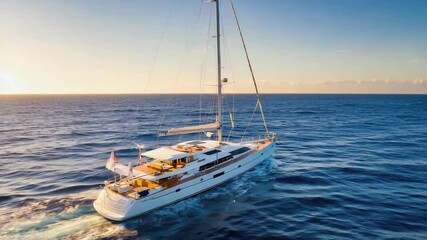 Luxury Yacht Sailing at Sunset: A Perfect Getaway for Ocean Adventure Enthusiasts