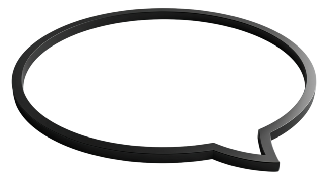 Dark, 3D speech bubble graphic