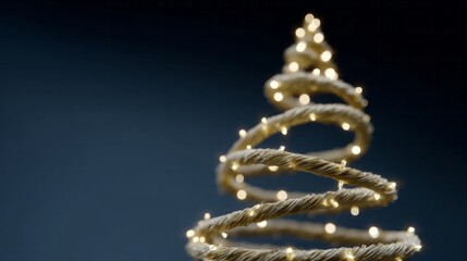 Spiraling rope tree adorned with twinkling lights, evoking festive solstice dreams and maritime Yuletide celebrations, enchanting atmosphere