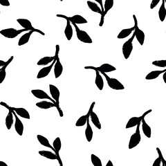 Seamless pattern branches with leaves. Design Beautiful print with leaves for textile vector.