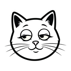 Sleepy Kitty: A serene, minimalist illustration captures the essence of a contented cat, its gentle eyes exuding tranquility and an endearing charm. 