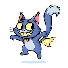 Whimsical Cat Character: A vibrant illustration showcases a playful and spirited cat character, exuding joy and energy with its charming, cartoonish design. 