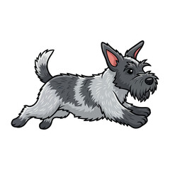 Energetic Terrier Puppy: A spirited terrier puppy with a fluffy grey and white coat leaps playfully, capturing the essence of boundless puppy joy and vigor.