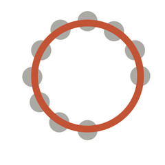 Brown tambourine 2d illustration with jingles, hand percussion instrument. Great for rhythm, sound, music, culture, traditional, play, or creative projects.