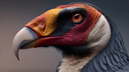 King vulture profile showing colorful head and beak