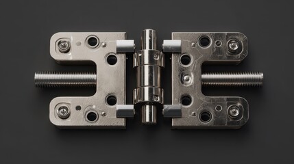 Beautiful photo of new modern metal door hinge.