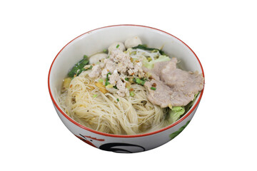Noodle Dish Delight: A visually appealing bowl of steaming noodles, topped with savory meat and fresh vegetables, ready to entice any appetite.