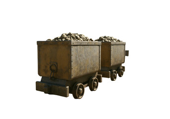 Rusty Minecarts Filled with Rocks