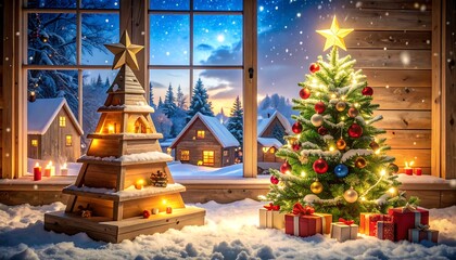 Christmas scene by the window