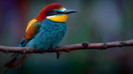 European bee eater bird perching on a branch