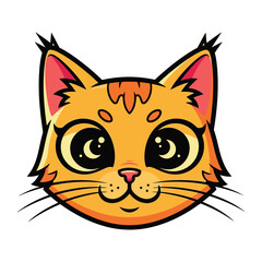 Cartoon cat's adorable expression: This vector illustration presents a captivating close-up of an orange cat, its wide eyes reflecting joy and curiosity.