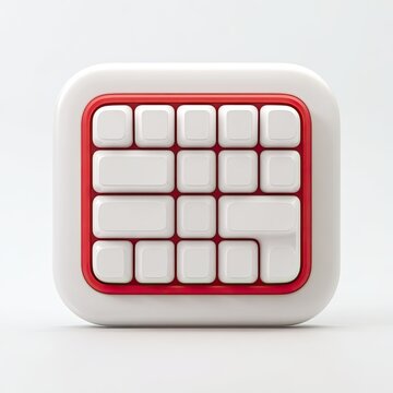 Simplified white keyboard icon with a bold red border, rendered in 3D against a plain white backdrop