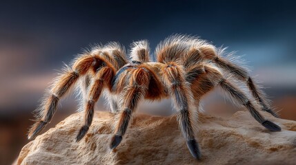 Tarantula spider standing on a rock watching