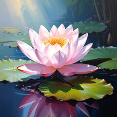Pink lotus flower in pond