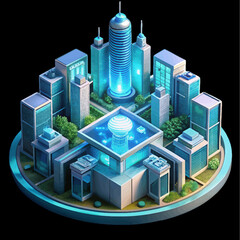 Futuristic Metropolis: A stunning 3D-rendered cityscape of towering skyscrapers and advanced infrastructure, showcasing an innovative urban design and technological progress.
