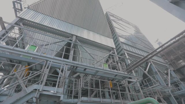 General view of the sinter plant. Sintering plant outside. Factories And Industry concept, industrial building. Metallurgical plant from the outside. Sintering Equipment. Manufacturing plant