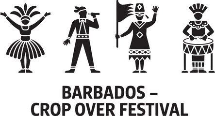 Barbados Crop Over Festival Silhouette Vector Illustration Showcasing Cultural Heritage