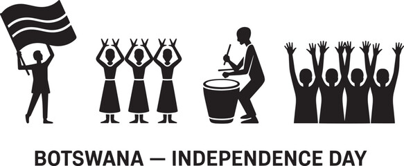 Botswana Independence Day Celebrations with National Pride and Cultural Performances Vector Graphic