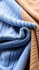 Close-up of folded, multicolored knitted fabric