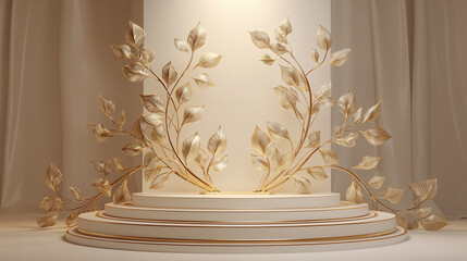 Elegant round award stage with golden elements