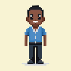 Man with a blue shirt pixelart