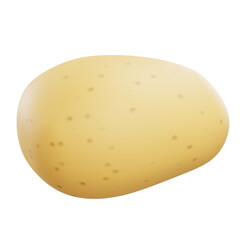 3D render of large fresh potato with yellow skin, isolated on white background, organic healthy root vegetable for cooking and diet.