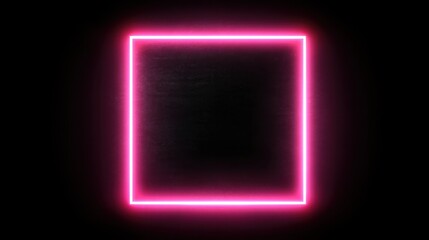 Beautiful photo of glowing Neon Pink Square Frame on Black background