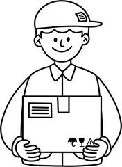 유치원 택배 박스 배달 트럭 기사 캐릭터 라인드로잉 색칠공부(kindergarten delivery box car person character line drawing coloring)