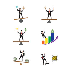 Businessman navigating financial concepts,