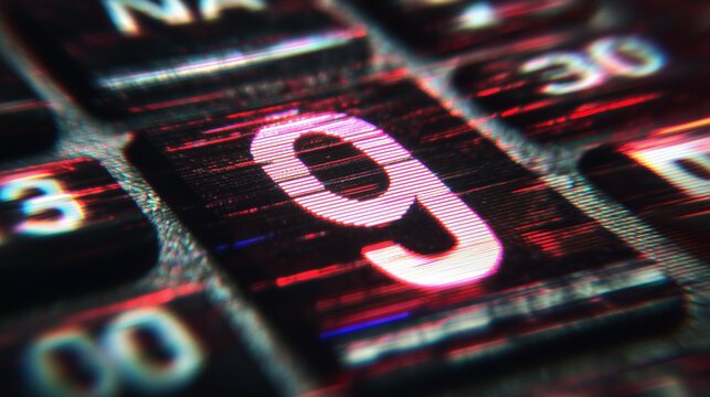 A close up of a keyboard with the number 9 on it