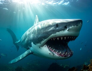 Naklejka premium Great white shark underwater