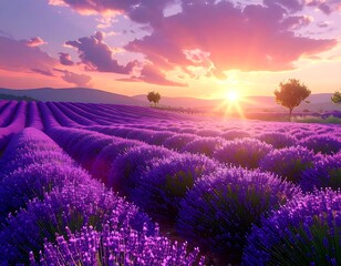 Lavender field at sunset (1)