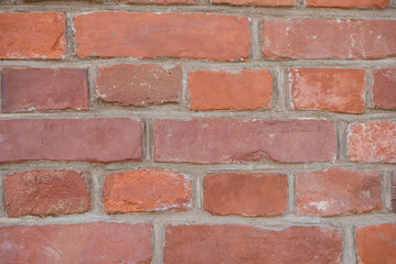 The background is a red brick wall.