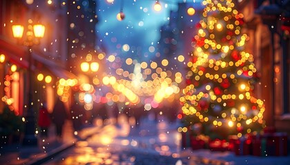 Christmas street scene at night