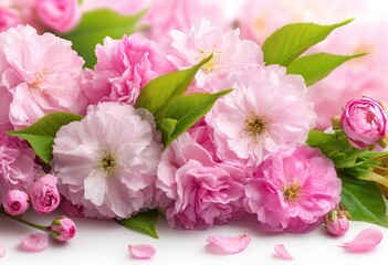 Fototapeta premium Close-up of delicate pink cherry blossoms (3)