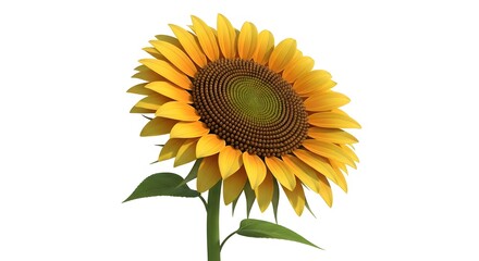 Fototapeta premium Vibrant Sunflower in Full Bloom Against a Clean White Background.