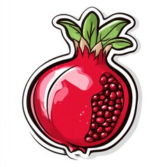 Juicy Pomegranate: A vibrant, illustrated close-up of a fresh, ripe pomegranate, revealing its succulent, ruby-red seeds and textured skin, ready to burst with flavor.