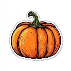 Vibrant Pumpkin Illustration: A meticulously rendered illustration of a plump, orange pumpkin with a textured appearance, adorned with a vibrant green stem, is the essence of autumn