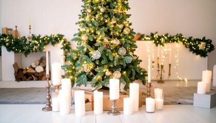 Christmas tree with candles and lights