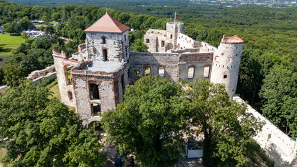 Fototapeta premium Tenczyn Castle, aerial view, Poland