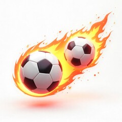 Naklejka premium two Soccer Ball with Flaming Trail Vector Icon on White Background