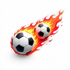 Naklejka premium two Soccer Ball with Flaming Trail Vector Icon on White Background
