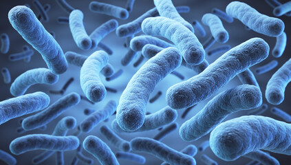 Lactobacillus bacteria, probiotic medical background 3d illustration.